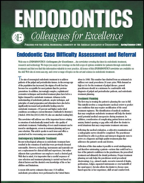 Endodontic Case Difficulty Assessment and Referral in Solon, OH